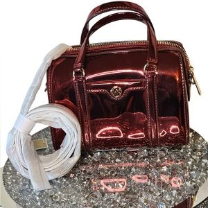 NWT Michael Kors Jet Set Small Metallic Convertible Crossbody Duffle Bag